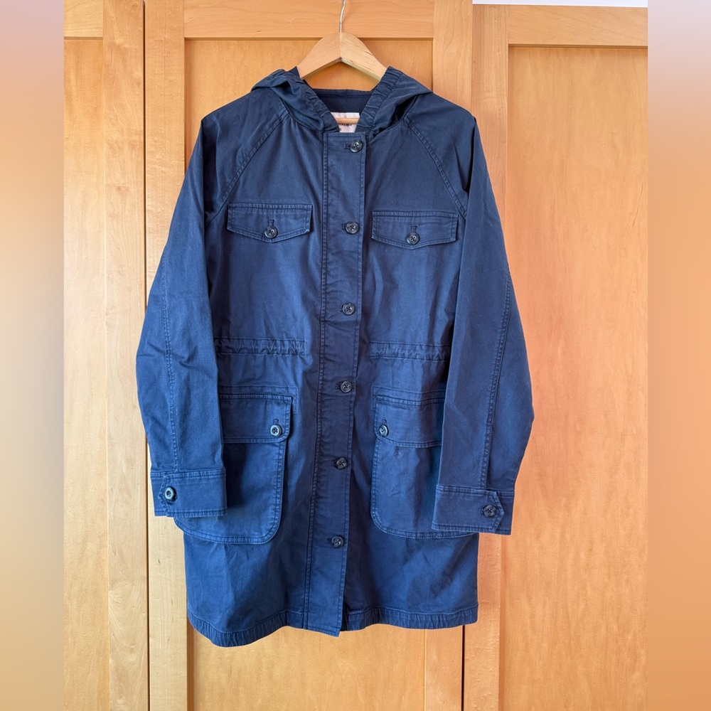 Navy Cotton Hooded Parka